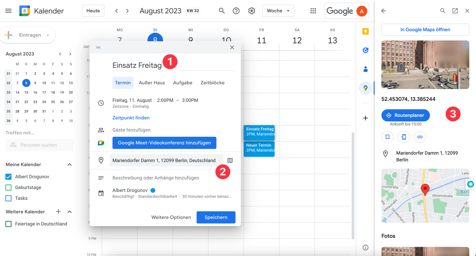Relier Google Maps à Google Agenda