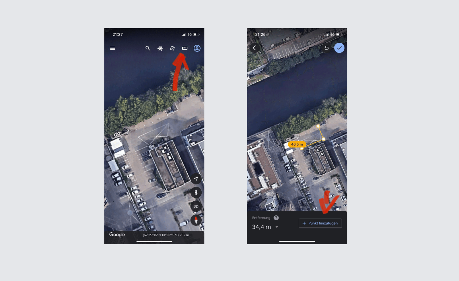 Measuring area in the Google Earth app