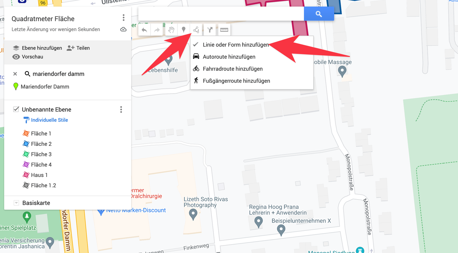 Drawing a shape in Google My Maps