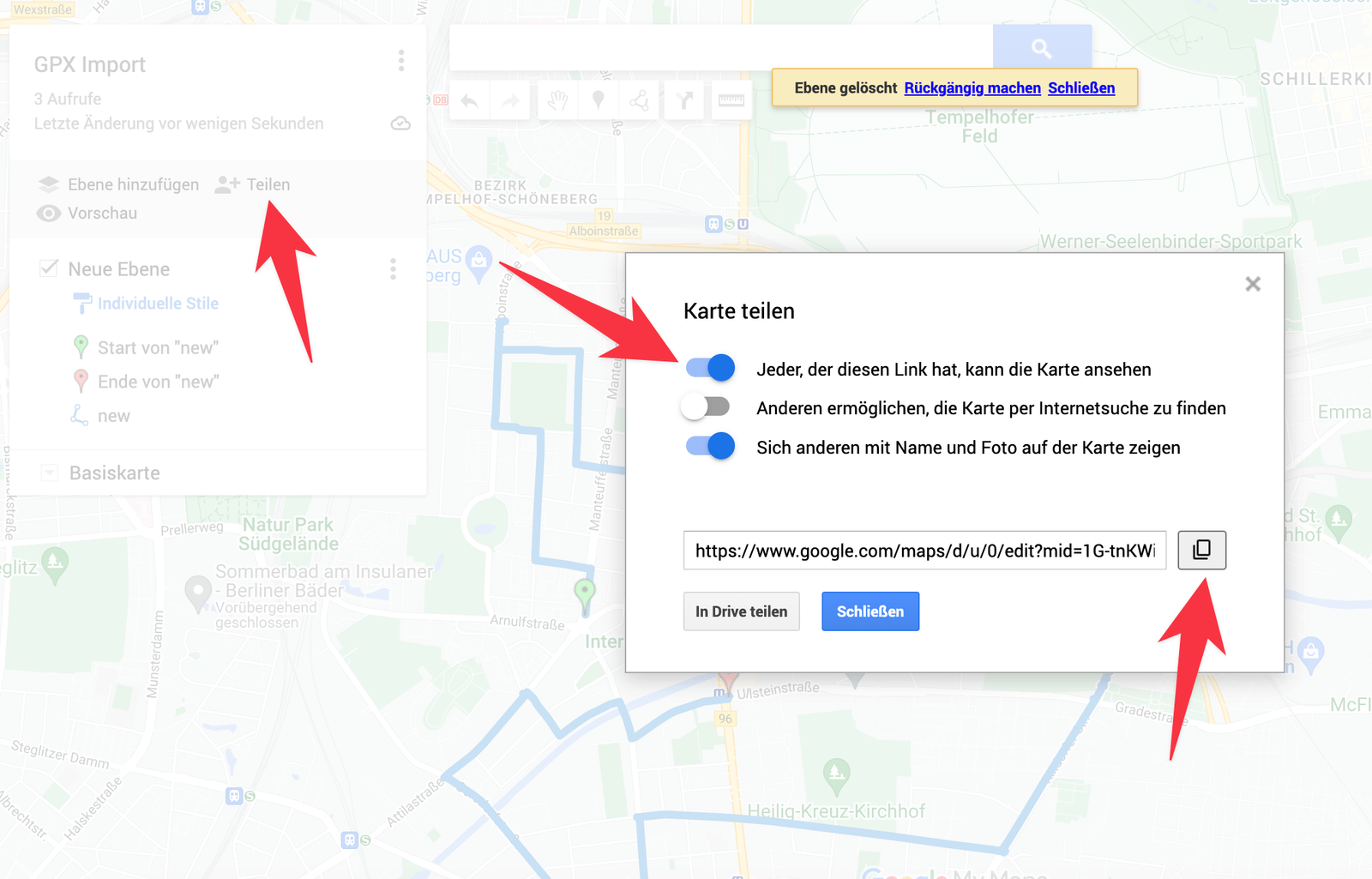 Partager un itinéraire GPX depuis Google My Maps
