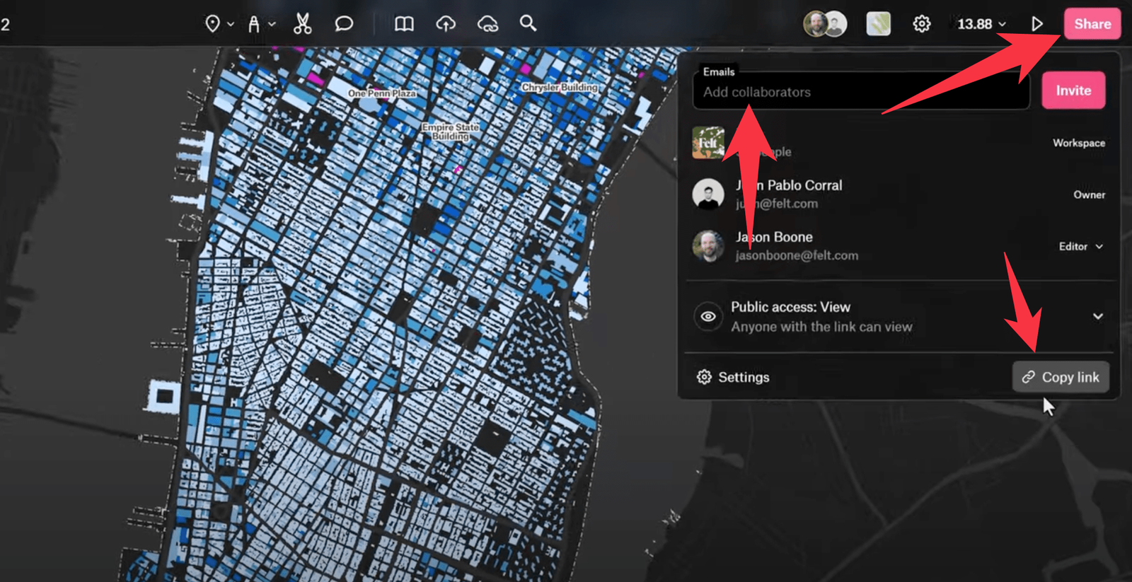 Sharing a QGIS project from Felt by link