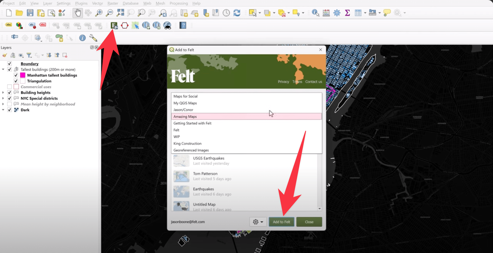 Adding a QGIS project to Felt